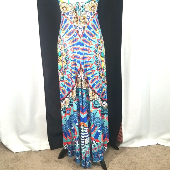 Venus Sleeveless Multicolor pattern Summer High Low Dress. XS - Picture 7 of 12
